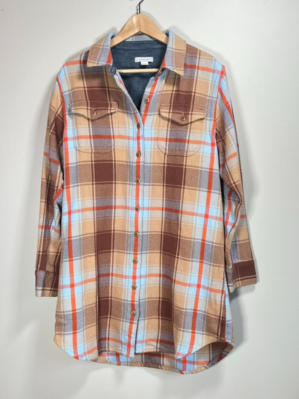 Outerknown Blanket Shirt Dress Plaid Long Sleeve Button Up Women's Medium